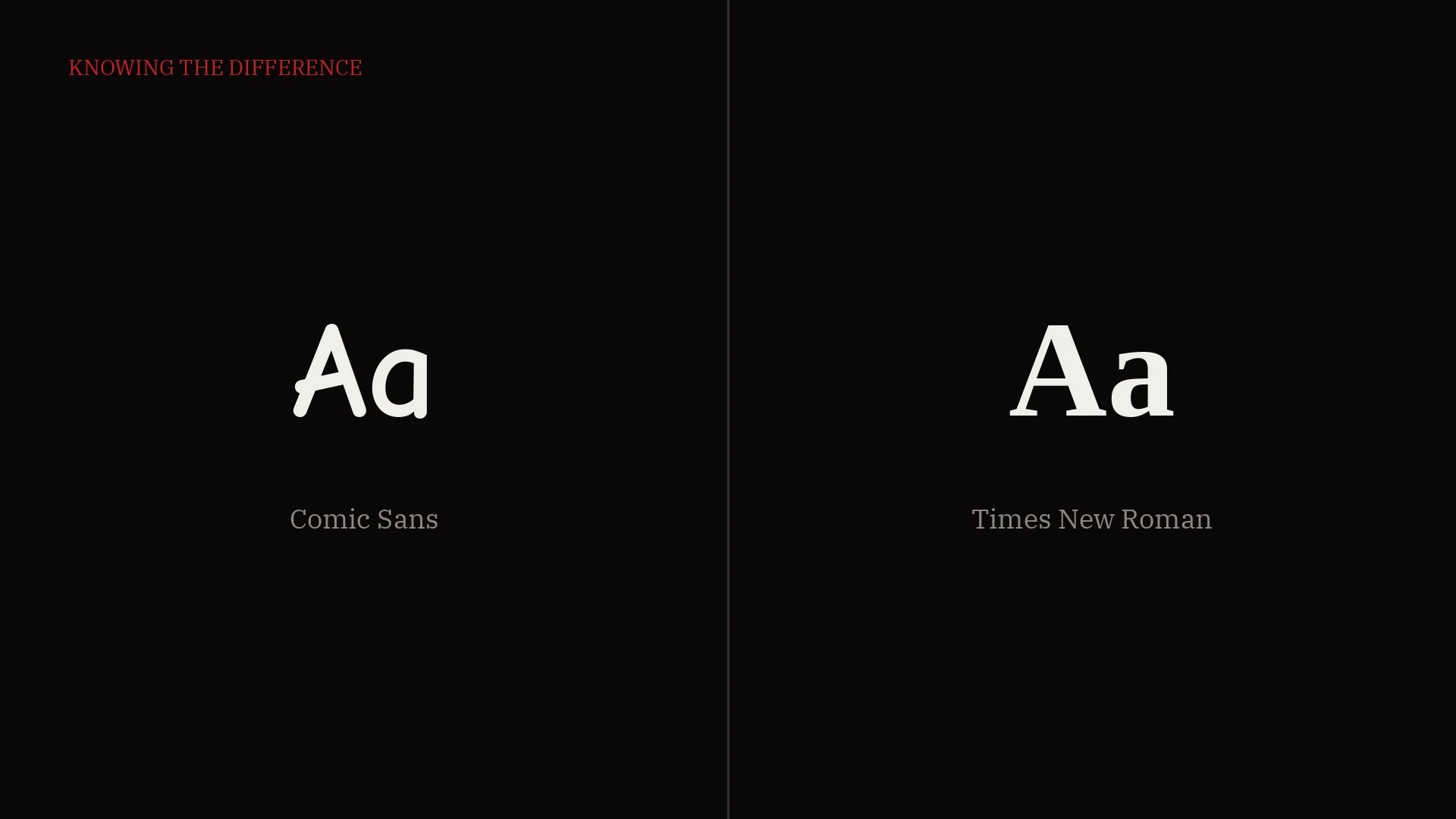 Comic Sans vs Times New Roman font comparison, typography psychology basics